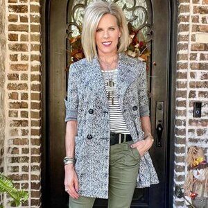 Cabi 4294 Agent Jacket Black Herringbone Fall 2022 Xsmall EUC